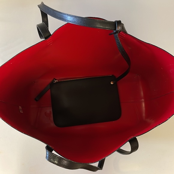 Mansur Gavriel black leather tote bag with red interior - Picture 10 of 17